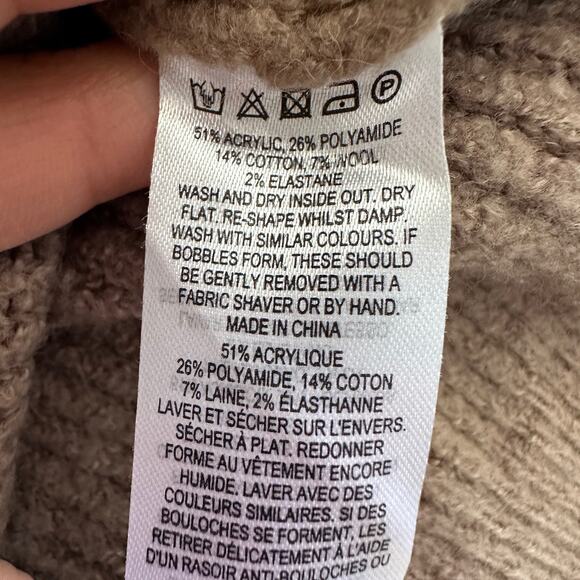 French Connection Sweater women's size Medium turtleneck Wool Stretch Brown - Picture 6 of 9